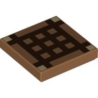 Tile 2 × 2 with Dark Brown Minecraft Grid Print (Crafting Table) Medium Nougat