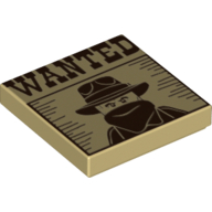 Tile 2 × 2 with 'WANTED' Western Bandit Poster Print Tan