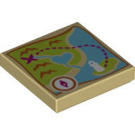 Tile 2 × 2 with Map Heartlake City Bay Print Beige