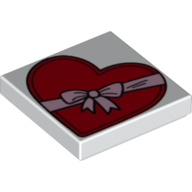 Tile 2 × 2 with Heart Shaped Chocolate Box Print White