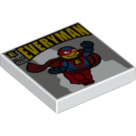 Tile 2 × 2 with Everyman Comic print White
