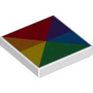 Tile 2 × 2 with 6 Triangles in Rainbow Colors Print White