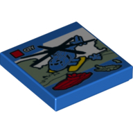 Fliese 2 × 2 mit LEGO Set-Schachtel, 'City' Hubschrauber (bedruckt)