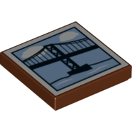 Tile 2 × 2 with Suspension Bridge Print Reddish Brown