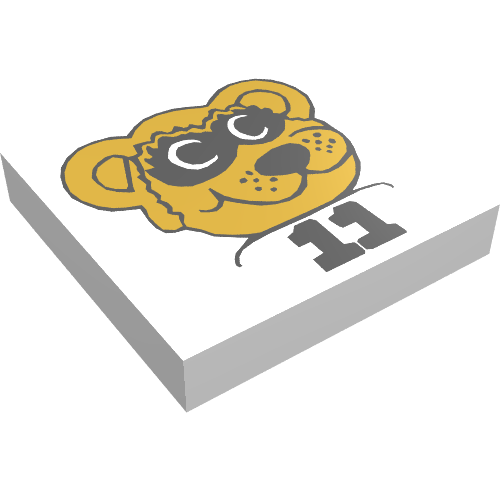 Tile 2 × 2 with Fabuland Raccoon Print Weiß