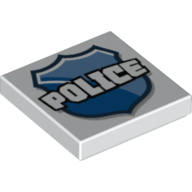 Tile 2 × 2 with 'POLICE' on Badge Print White