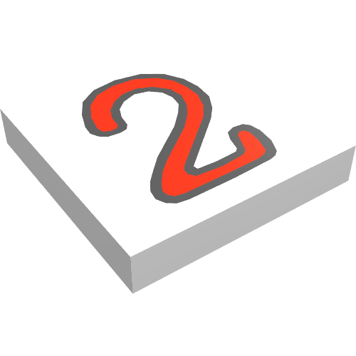 Tile 2 × 2 with Number 2 Fabuland Print White