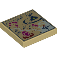 Tile 2 × 2 with Map of Dragon Egg Location Print Beige
