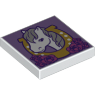 Tile 2 × 2 with Stylised Friends Pony Head and Horseshoe Print Weiß