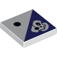 Tile 2 × 2 with 1 Black Dot and Dark Purple Triangle with Skeleton Head Print Weiß