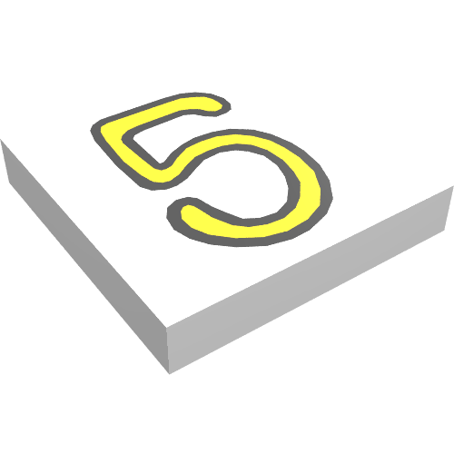 Tile 2 × 2 with Number 5 Fabuland Print White