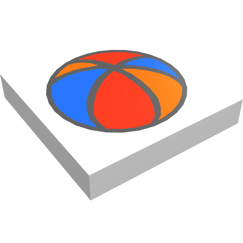 Fliese 2 × 2 mit Fabuland Kugel Druck Weiß