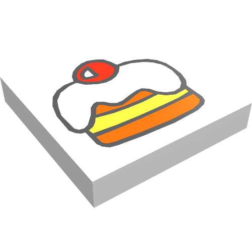 Tile 2 × 2 with Fabuland Cake, Icing and Red Cherry Print White