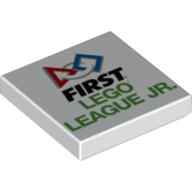 Tile 2 × 2 with FIRST LEGO League Jr. Logo Print White