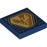 Tile 2 × 2 with Bright Light Yellow and Orange Falcon on Hexagonal Shield with Silver Border Print Dark Blue