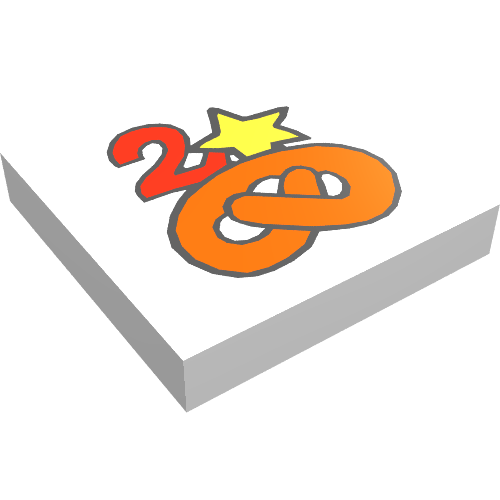 Tile 2 × 2 with Fabuland Pretzel, '2', and Star Print [3796] White