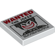 Tile 2 × 2 with 'WANTED THE JOKER' Poster Print Weiß