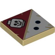 Tile 2 × 2 with 2 Black Dots and Skull Print Tan