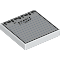 Tile 2 × 2 with Spiral Ruled Notepad with 'To ERASE!' Note Print Weiß