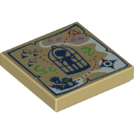 Tile 2 × 2 with Map with Cage Print in Tan