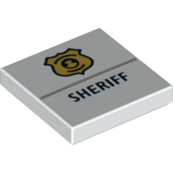 Tile 2 × 2 with Sheriff and Badge print Weiß