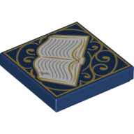 Tile 2 × 2 with Open Book Print Dunkelblau