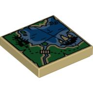Fliese 2 × 2 mit Karte Ninjago (bedruckt) in Beige