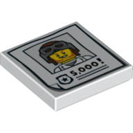 Tile 2 × 2 with Minifig Front Mugshot and 5000 Reward Poster Print Weiß
