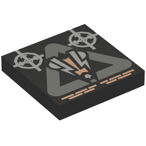 Tile 2 × 2 with Insectoid Logo in Triangle Print Schwarz
