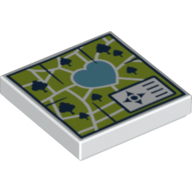 Tile 2 × 2 with Heartlake Park Map print Weiß
