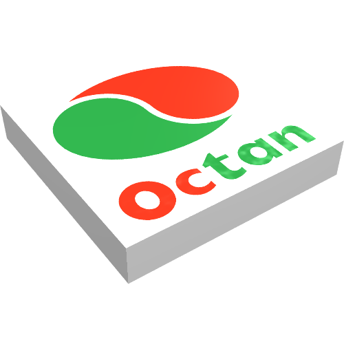 Tile 2 × 2 with Octan Logo and Text Print Weiß