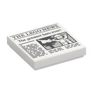 Tile 2 × 2 with 'THE LEGO NEWS' and 'The greatest hero ever!' Print