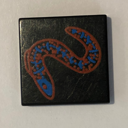 Fliese 2 × 2 mit blauem und rotem Aal (bedruckt)