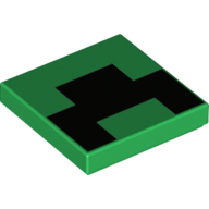 Tile 2 × 2 with Minecraft Pixels Black Rectangles print Green