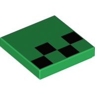 Tile 2 × 2 with Minecraft Pixels Black Squares print Grün