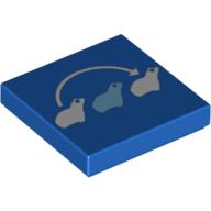 Tile 2 × 2 with 3 Frogs and Curved Arrow Print Blue