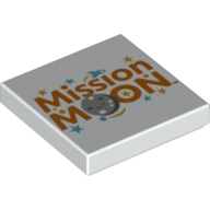 Tile 2 × 2 with 'Moon Mission' print Weiß