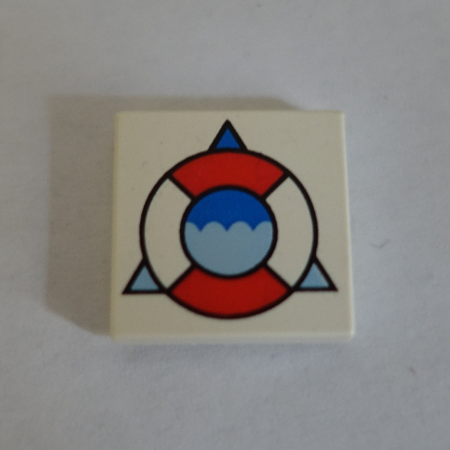 Tile 2 × 2 with Coast Guard Life Preserver Over Triangle Print White