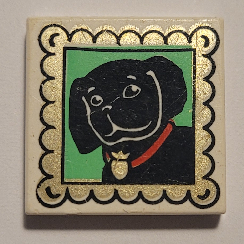 Tile 2 × 2 with Dog Portrait Print White