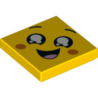 Tile 2 × 2 with Happy Face, Open Mouth print Gelb