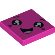 Tile 2 × 2 with Happy Face, Open Mouth, Dark Purple Cheeks Print