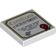Tile 2 × 2 with 'Certificate of Achievement', Red Ribbon, Gold Border Print Weiß