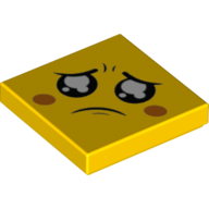 Tile 2 × 2 with Sad Face print Yellow