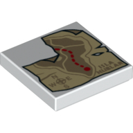 Tile 2 × 2 with Treasure Map, Corner Missing print in White