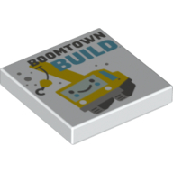 Tile 2 × 2 with 'Boomtown Build', Yellow Crane Truck print White