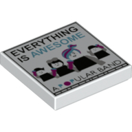 Tile 2 × 2 with The LEGO Movie 2 Everything is Awesome A Popular Band Record Cover, Lucy / WyldStyle Weiß