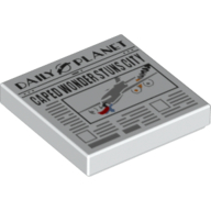 Tile 2 × 2 with Daily Planet Newspaper with 'CAPED WONDER STUNS CITY' Headline Print Weiß