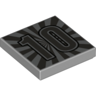 Tile 2 × 2 with '10' Print Light Bluish Gray