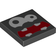 Tile 2 × 2 with Fuzzy Face Print Schwarz