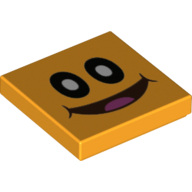 Tile 2 × 2 with Smiling Pokey Face Print Leuchtendes Hellorange